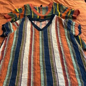 SHEIN Multicolor Striped Short Sleeve Tees